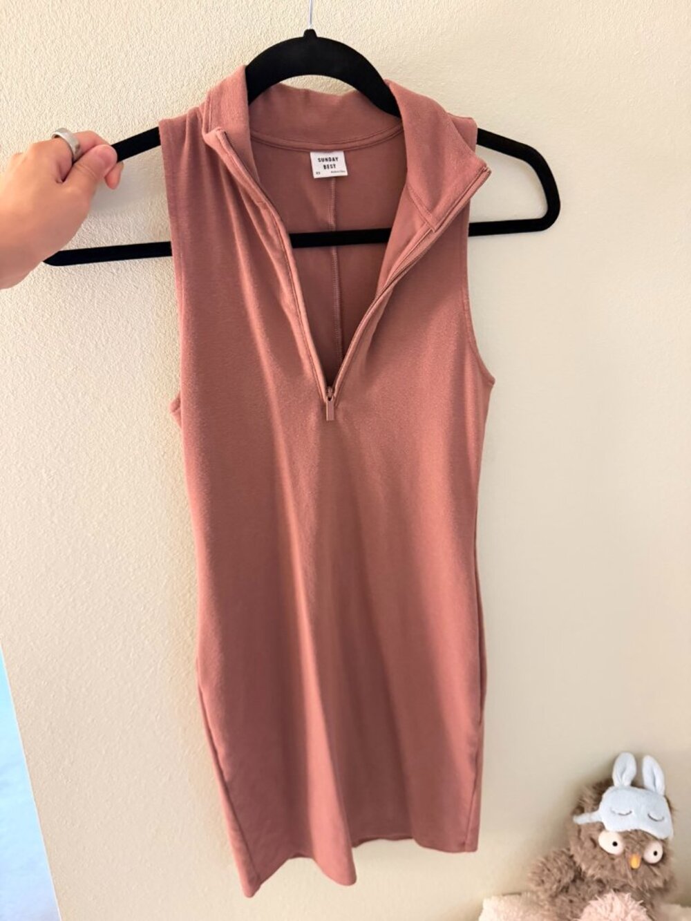 Sunday Best Sleeveless Half-Zip Dress Dusty Rose Size XS